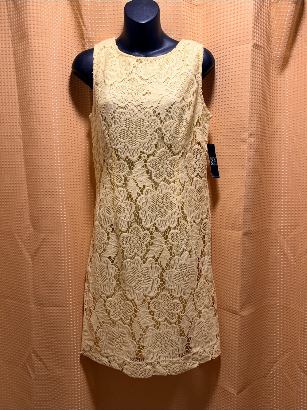 New York & Company Pale Yellow Lace Dress